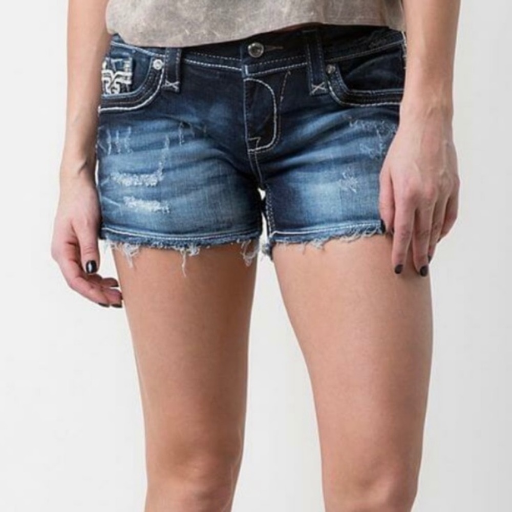 Rock Revival Linnett Shorts - Distressed - Rhinestones - SZ 28 - Picture 2 of 8